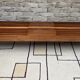 Vintage brutalist bench in solid teak with slats – 1970s