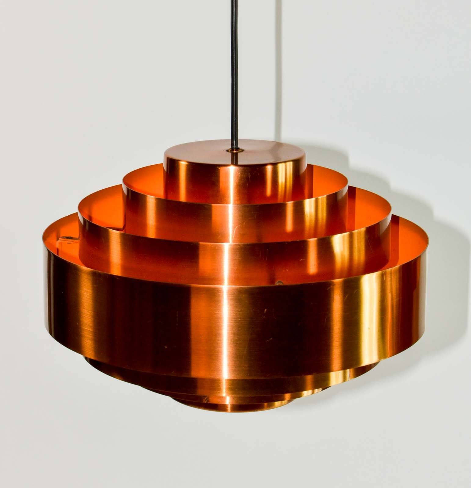 Pair of Midcentury Copper Pendants by Jo Hammerborg for Fog & Mørup, 1960s