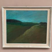 Original Swedish Oil on Canvas – "Landscape" by Dina Mortensen – Signed DM – Vintage and Framed – 53 × 45.5 cm (20.9" × 17.9")