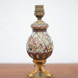 Cloisonné enamel lamp with bronze dolphin base, Napoleon III lamp, table lamp