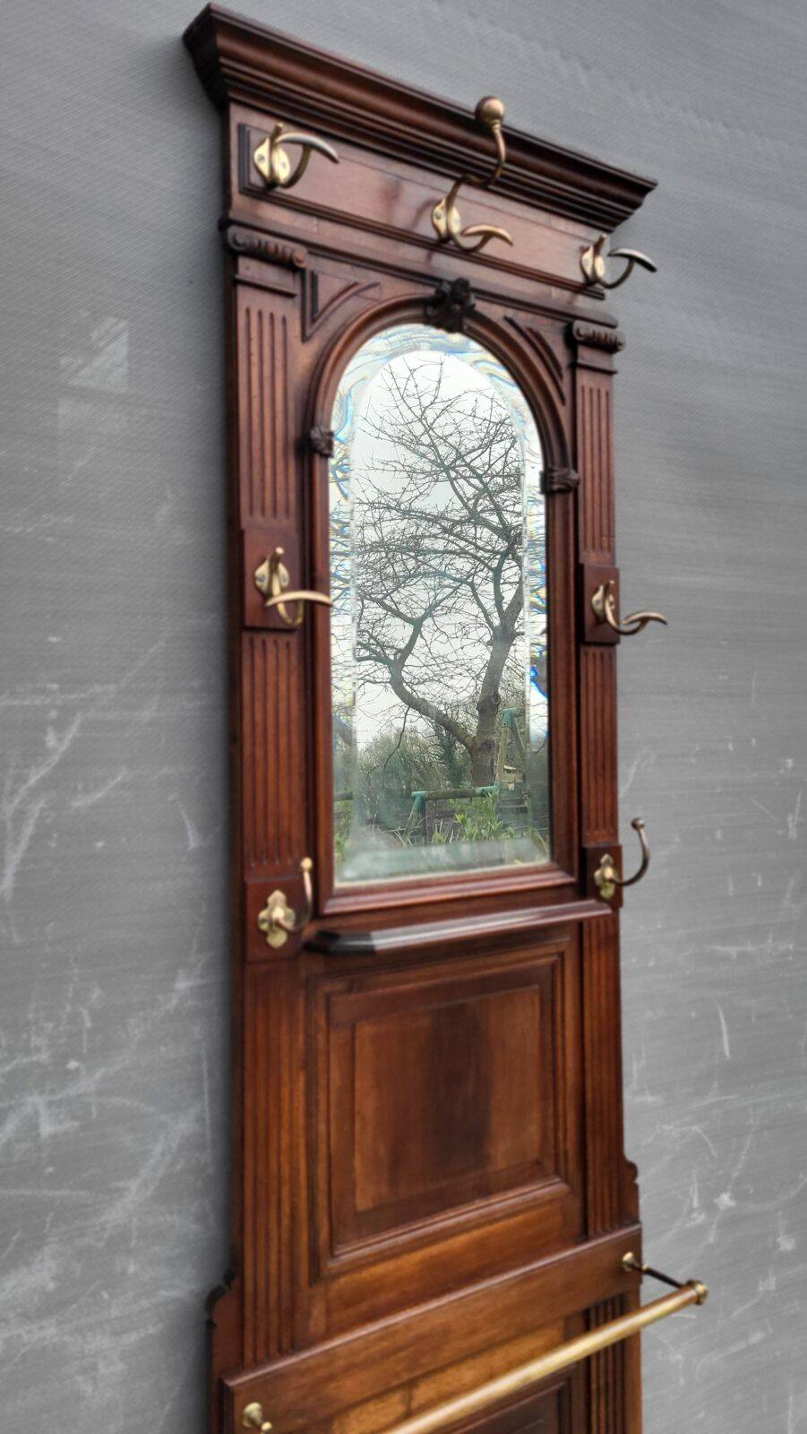 Monumental Art Nouveau wardrobe • walnut & brass