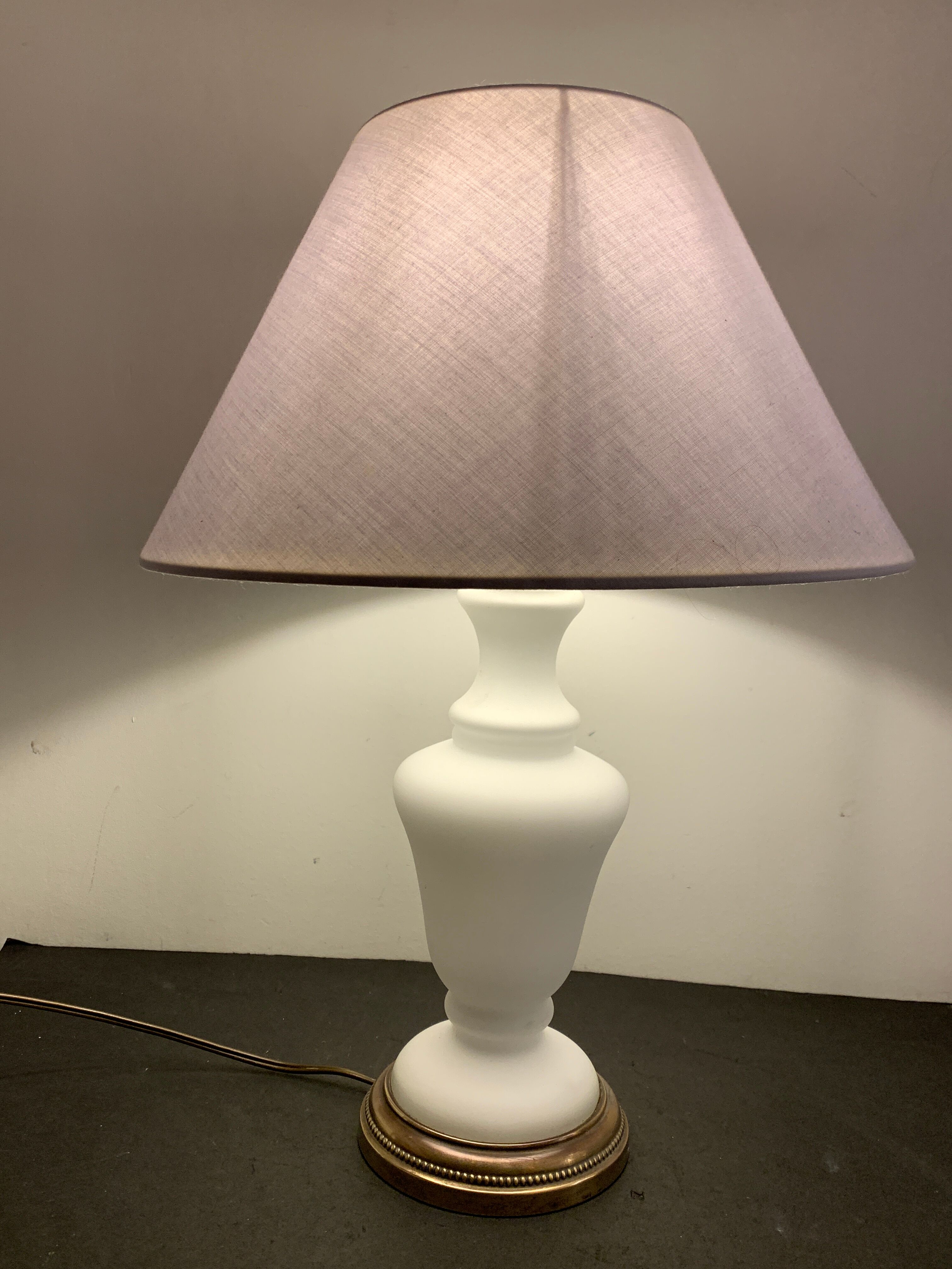 Lamp foot in Opaline de Sèvres and brass, 1950