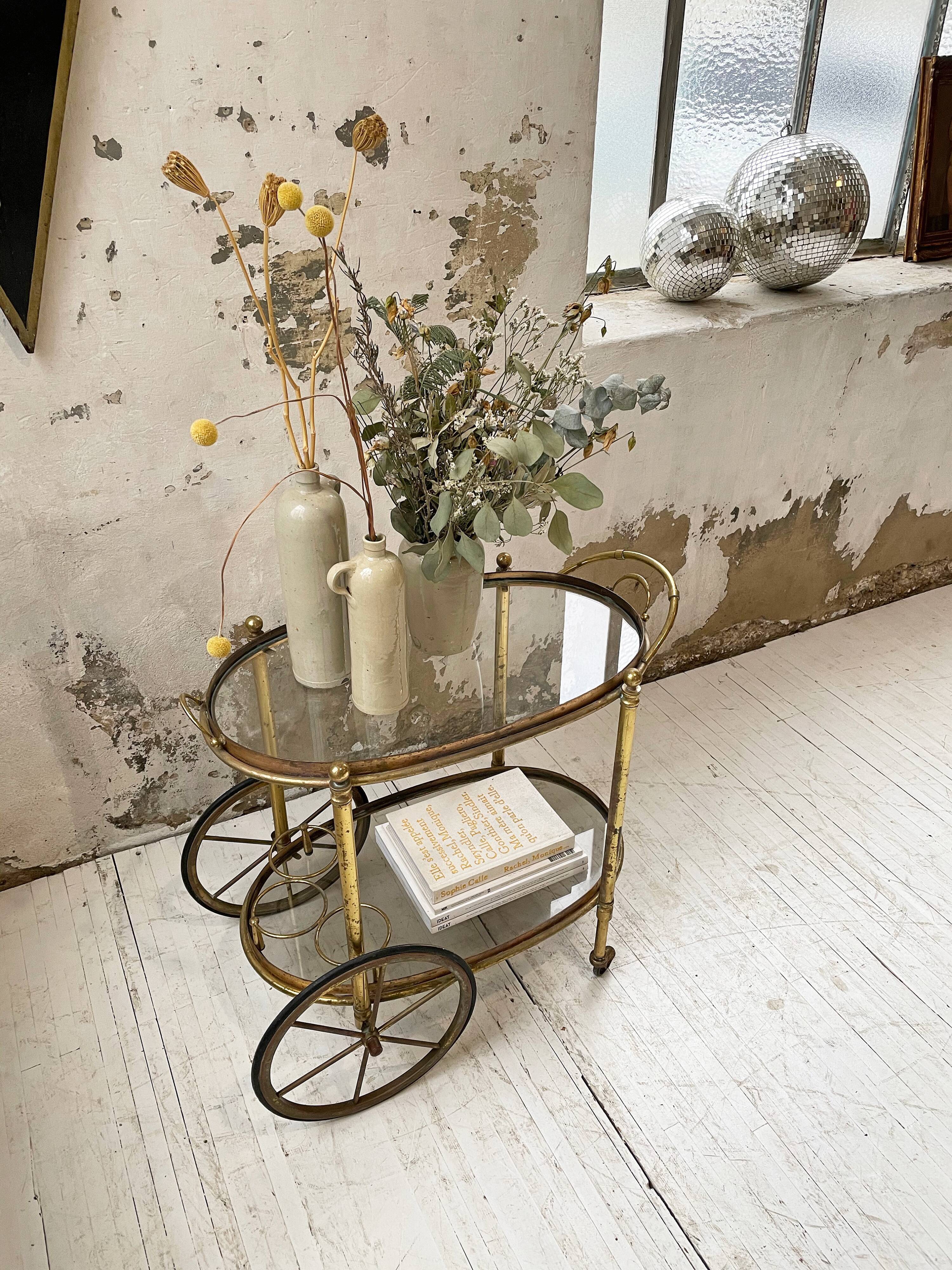 Cart serves brass bar