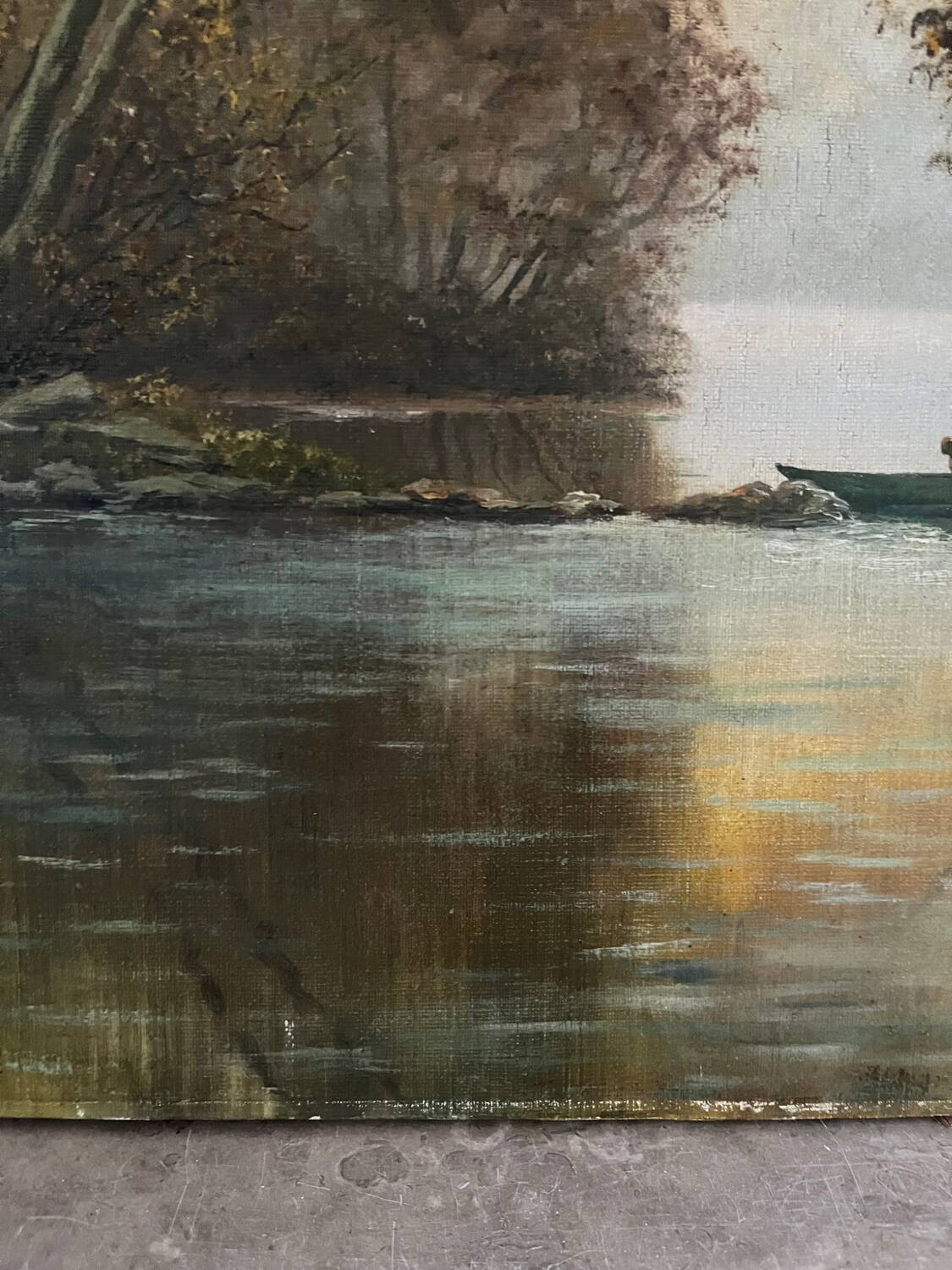 Fishing day, oil on canvas signed A. Parizy