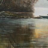 Fishing day, oil on canvas signed A. Parizy