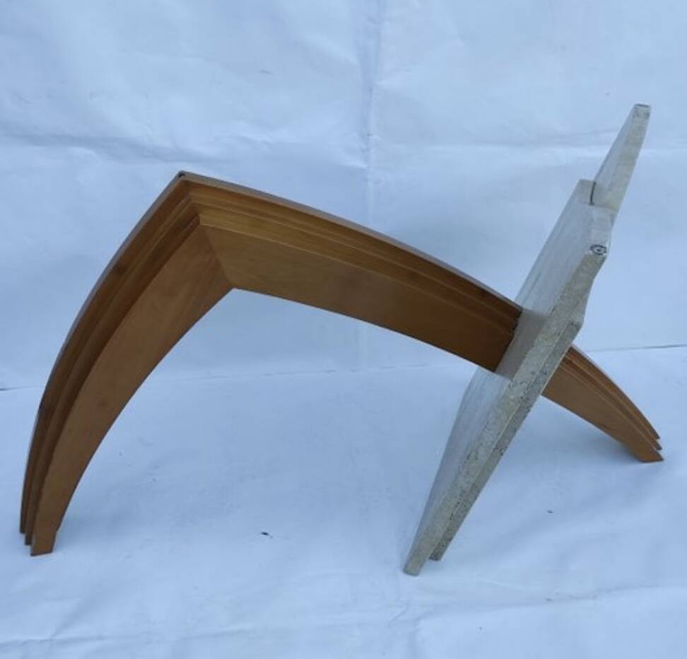 Original Italian glass and travertine marble dining table office desk