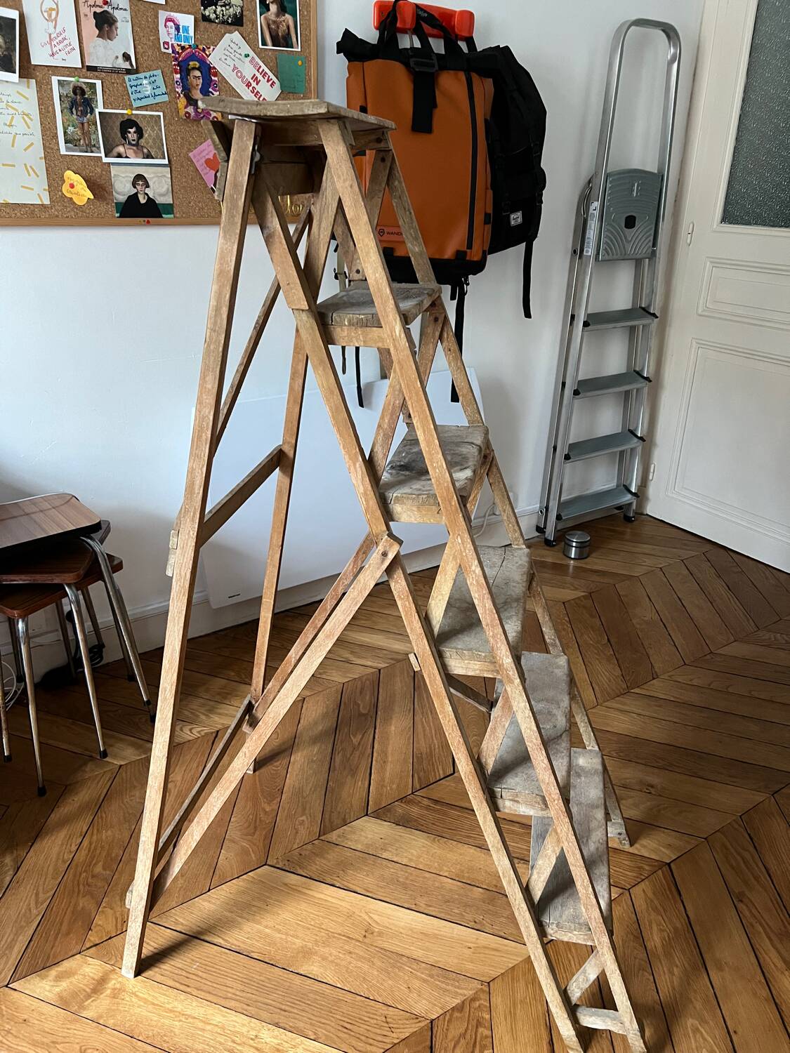 Old wooden painter's stepladder