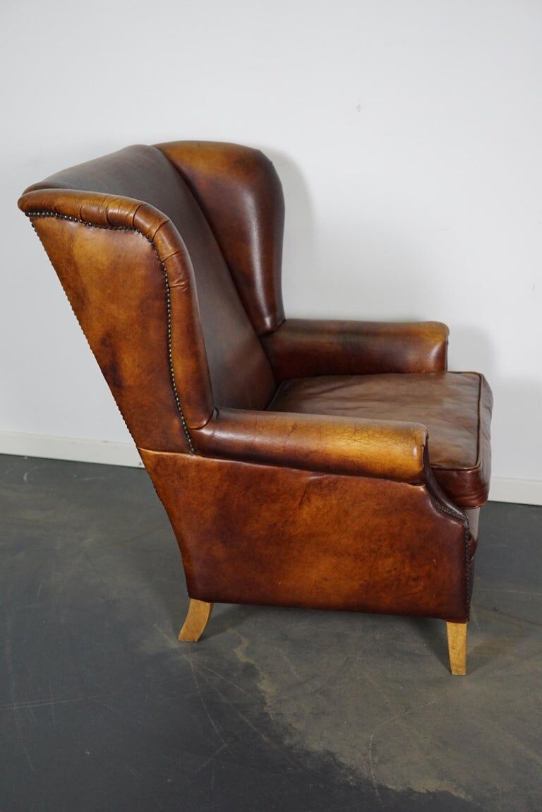 Vintage Dutch leather club armchair