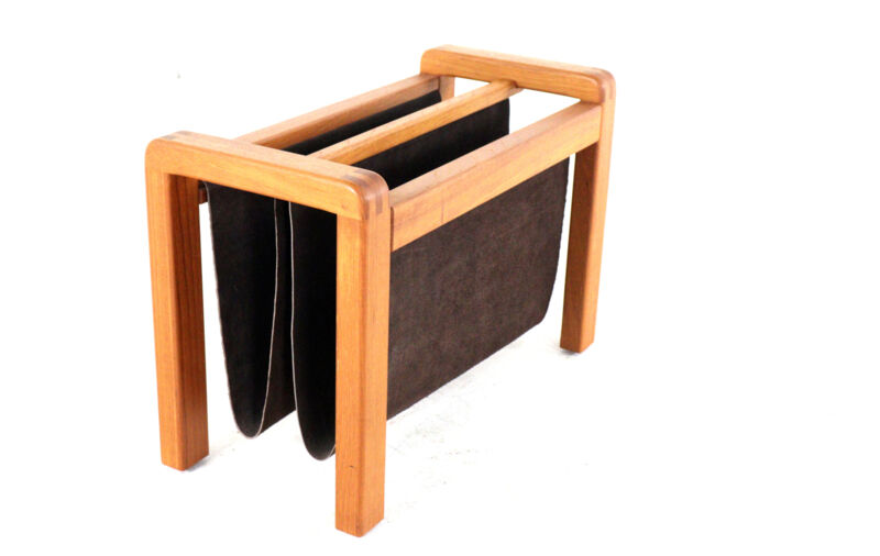 Salling stolefabrik magazine rack with leather in teak