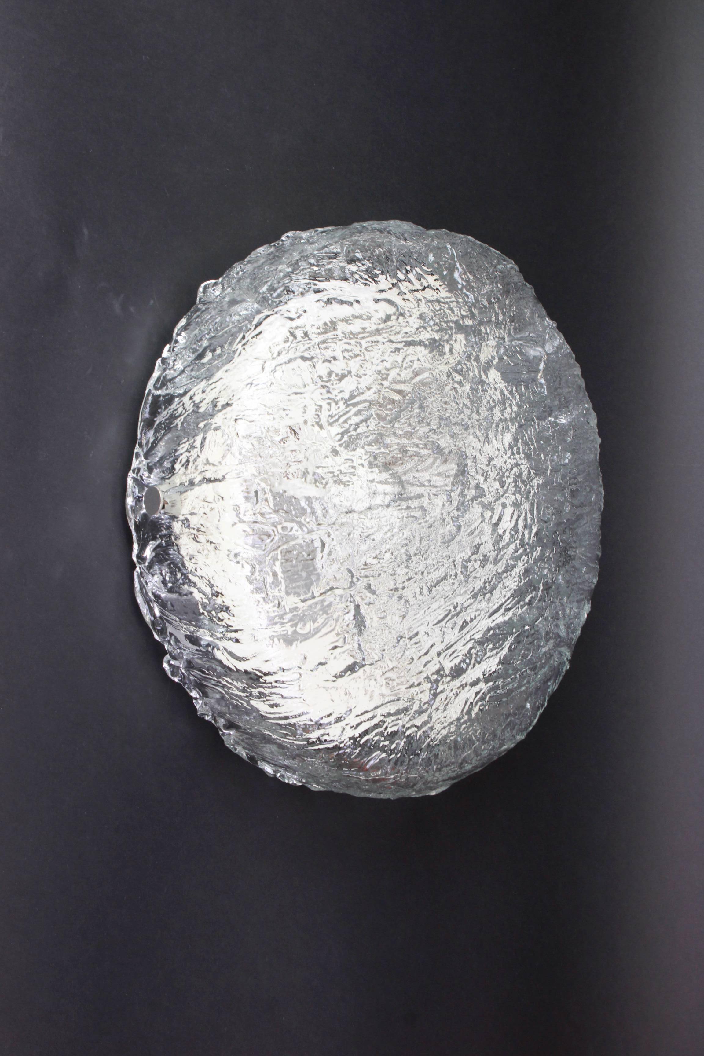 Large round frosted glass ceiling light Murano, Kaiser, Germany, 1970s