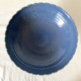 Signed blue stoneware fruit bowl