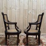 Pair of Louis XVI period caned armchairs