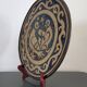 Vintage plate from Dauphiné in glazed terracotta Couple of pigeons