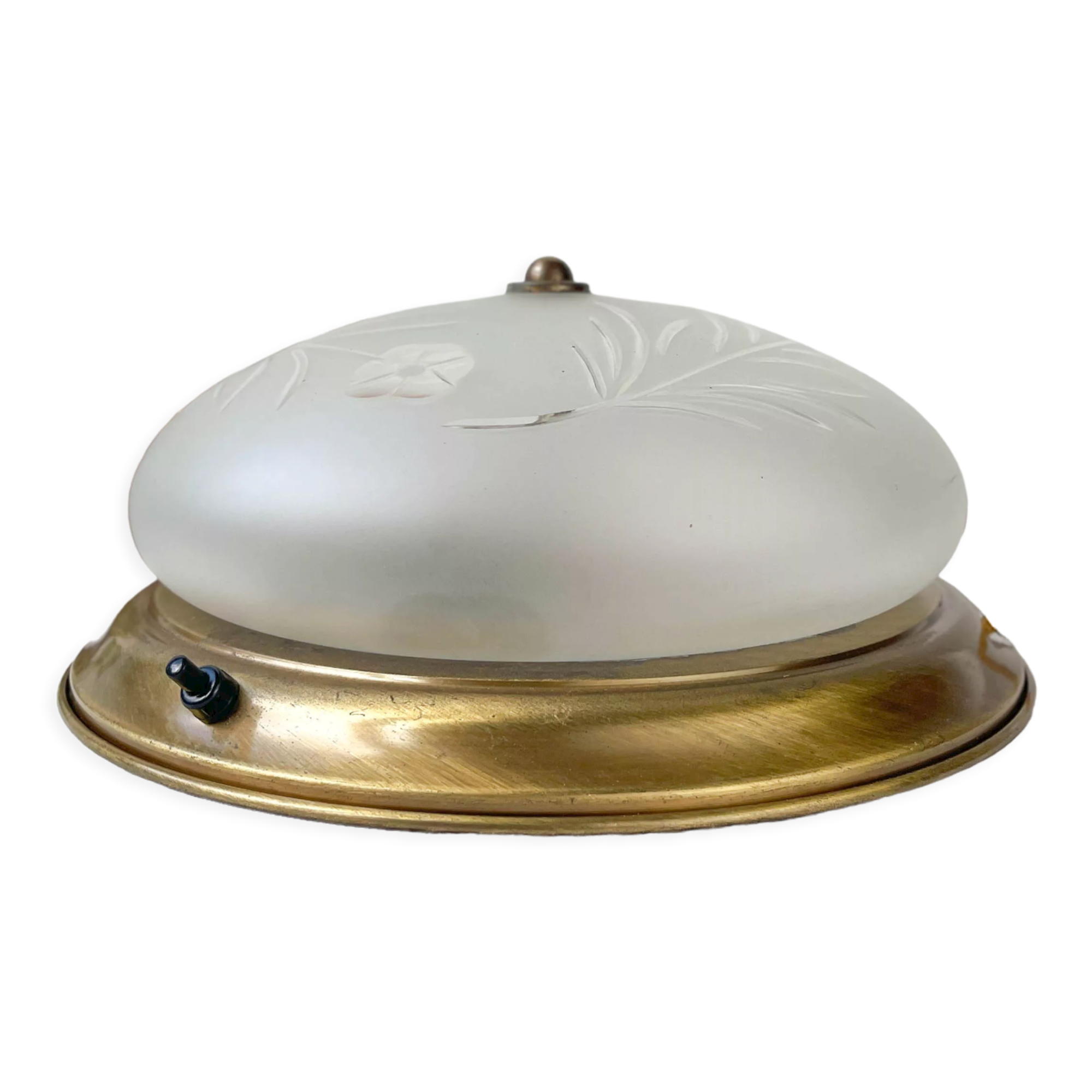 Vintage globe table lamp in antique chiseled glass