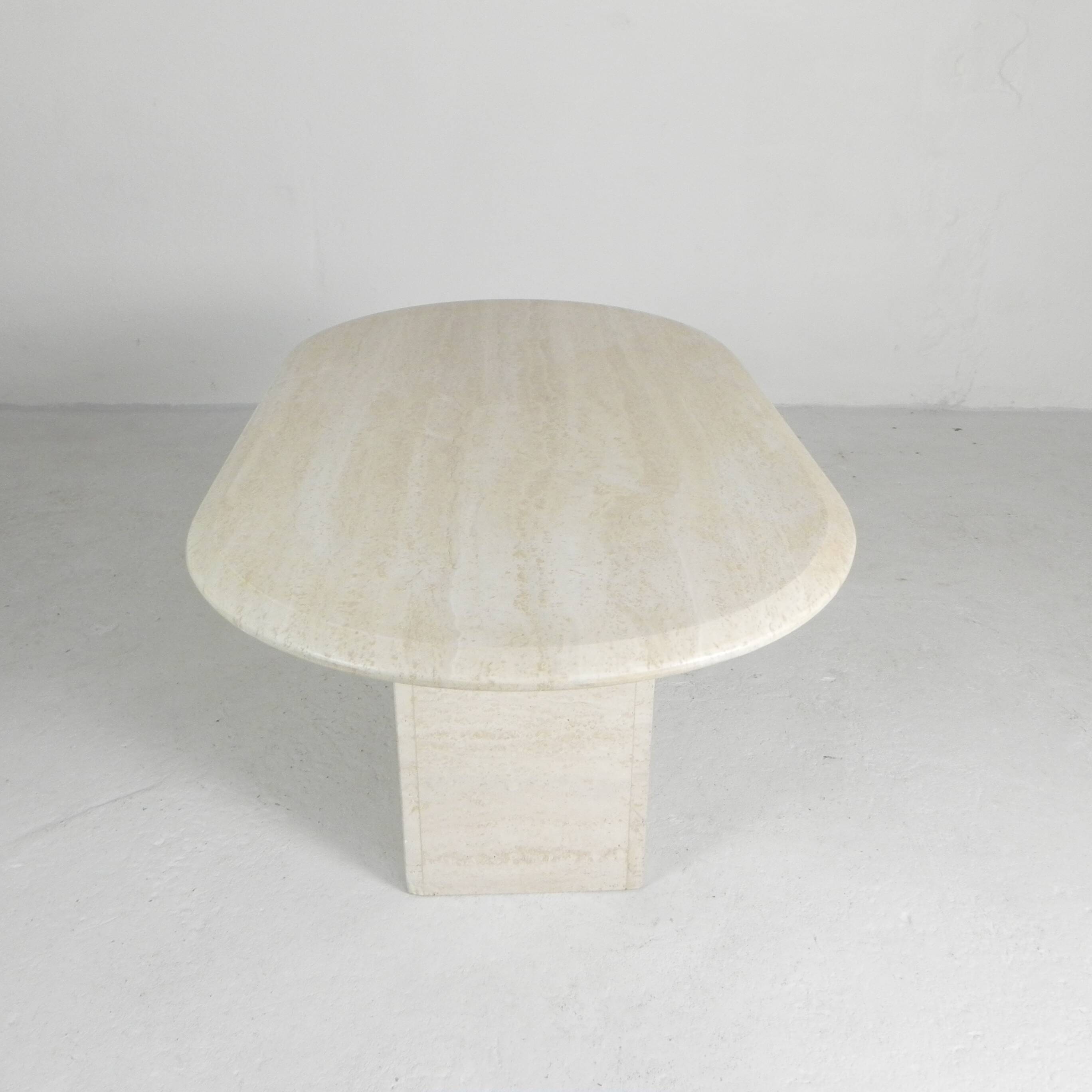Mid-Century travertine coffee table with an oval top, 1970s.