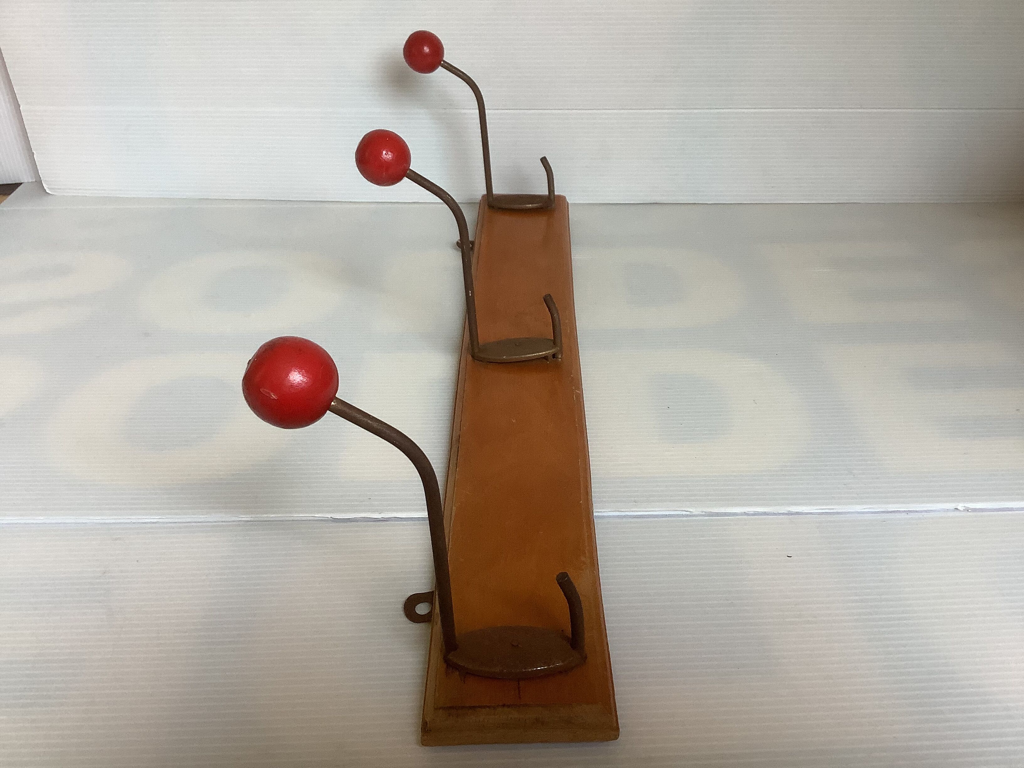 Old wood metal coat rack