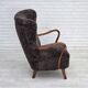 1960s, Danish armchair, reupholstered, genuine sheepskin.
