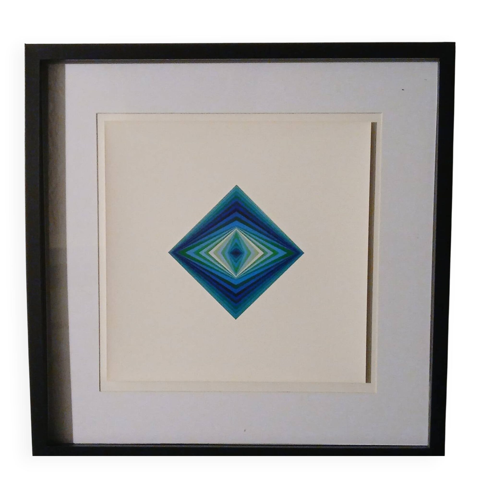 Tableau Vintage Art Optique - Victor Vasarely - Frame 40x40cm