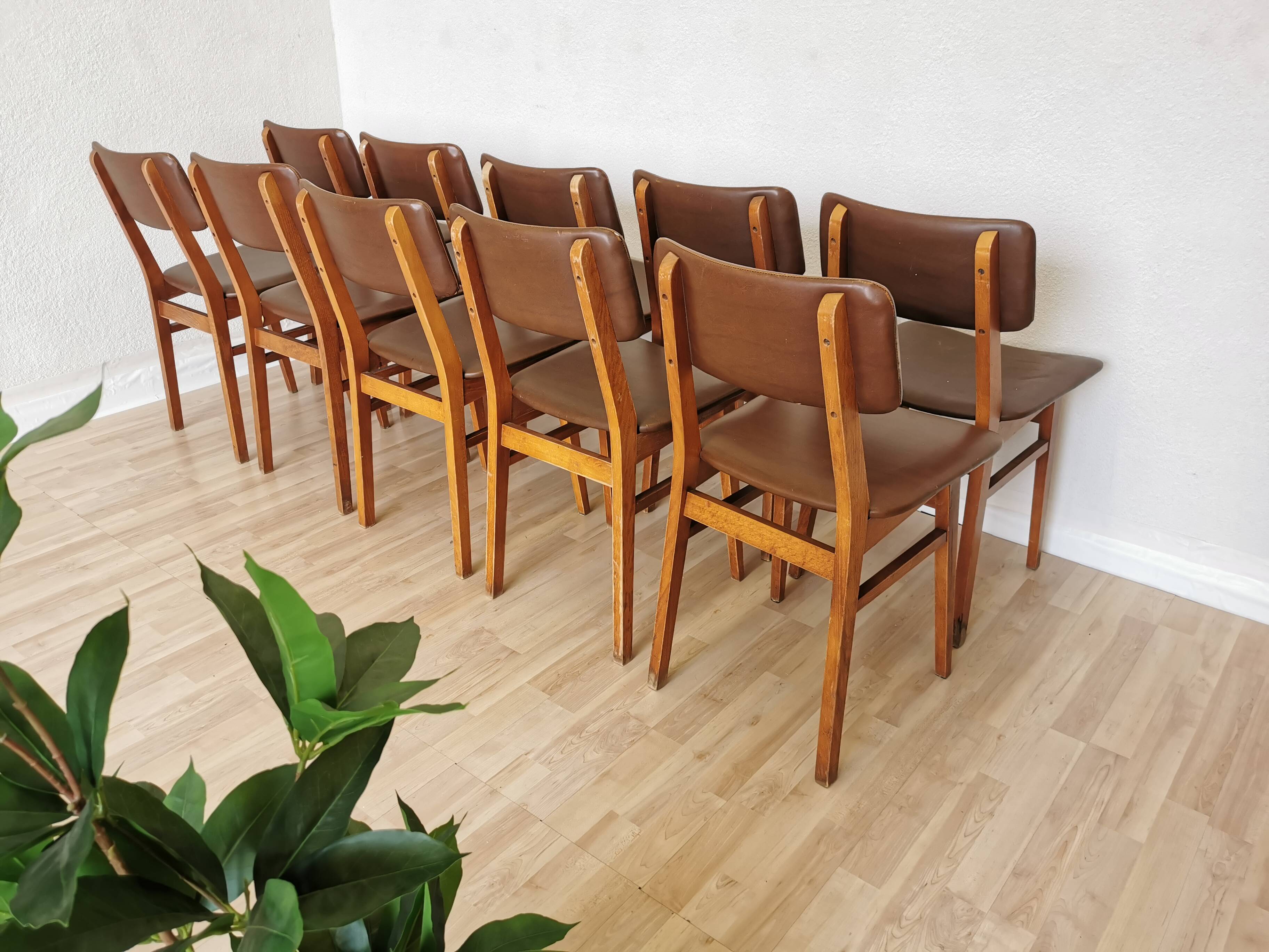 Vintage STOL Kamnik Dining Chair: 1970s Yugoslavian Mid-Century Leather Bis