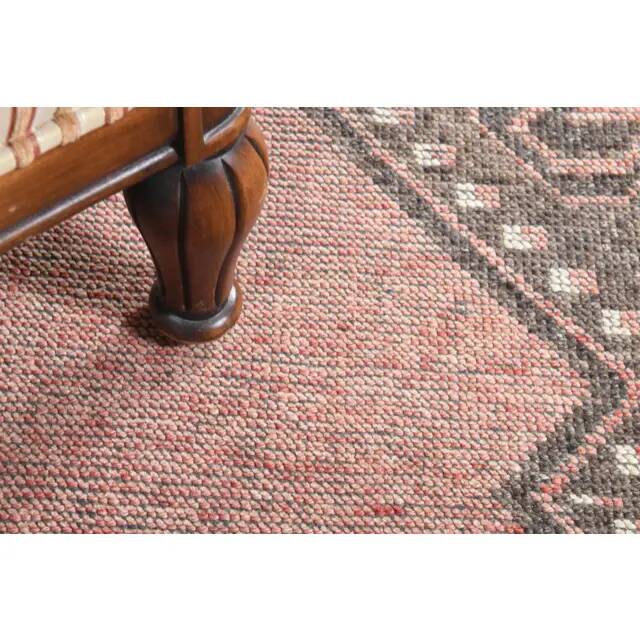 1970s Turkish Oushak Handmade Wool Cotton Pink Runner Rug 100x349