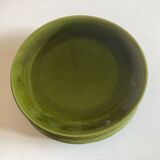 set of 6 flat plates 1960 in green faience