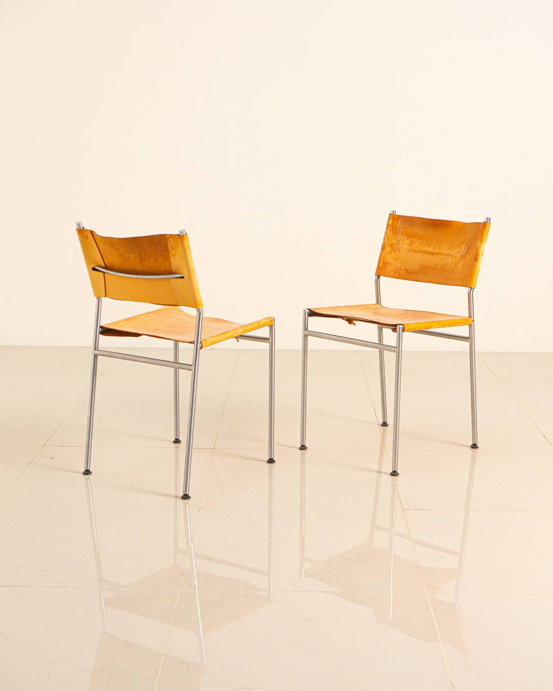 4 "SE06" cognac leather chairs by Martin Visser for Spectrum 80's