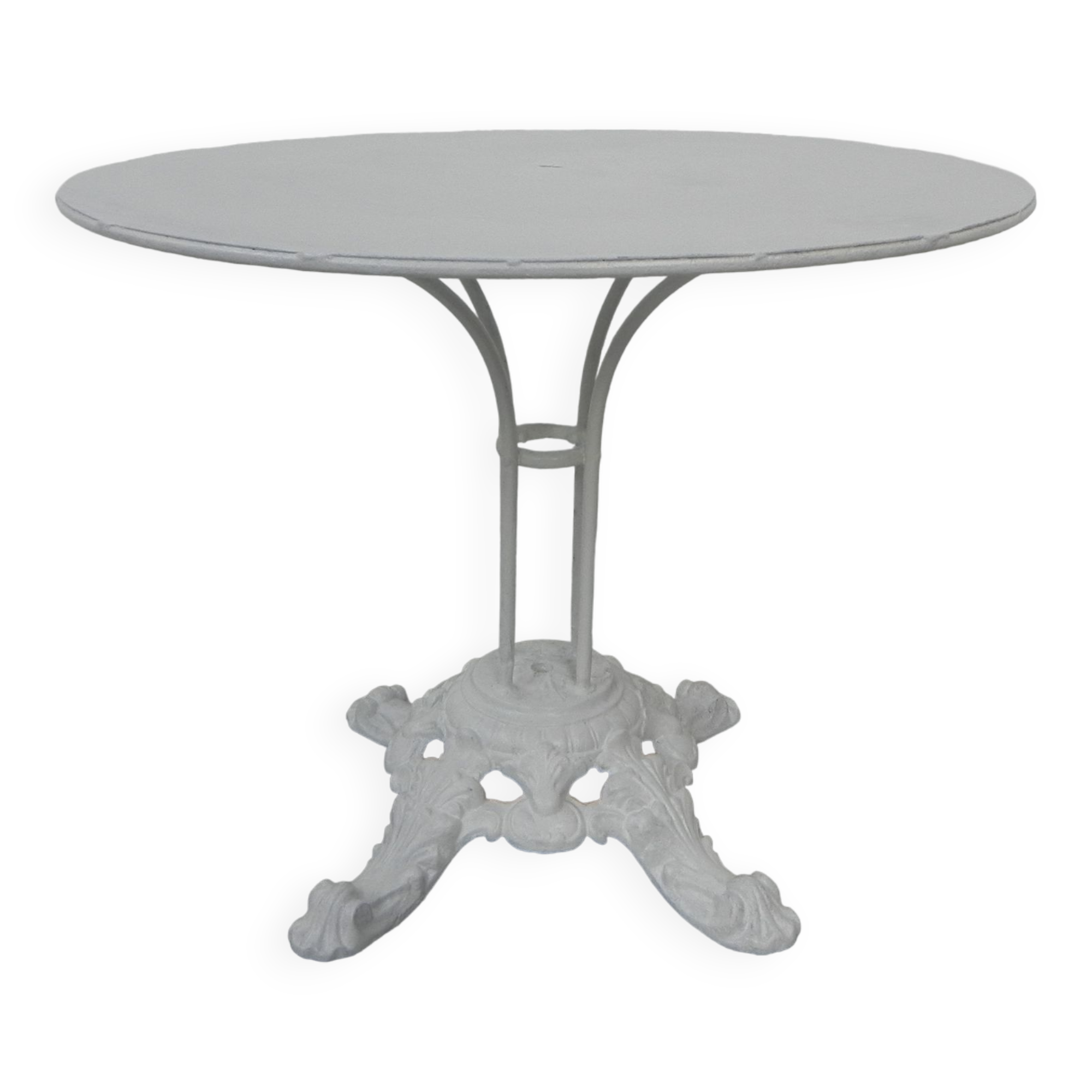 Table de jardin en acier avec base en fonte