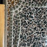 Plateau mosaïque vintage poignée bois
