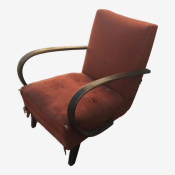 Fauteuil par Jindrich Halabala h-410 pour Up Závody 30s bois art déco