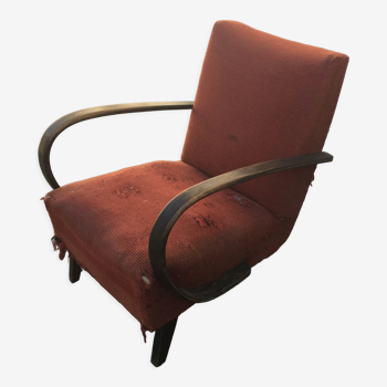 Jindrich Halabala h-410 lounge chair Up Závody 30s wood art deco