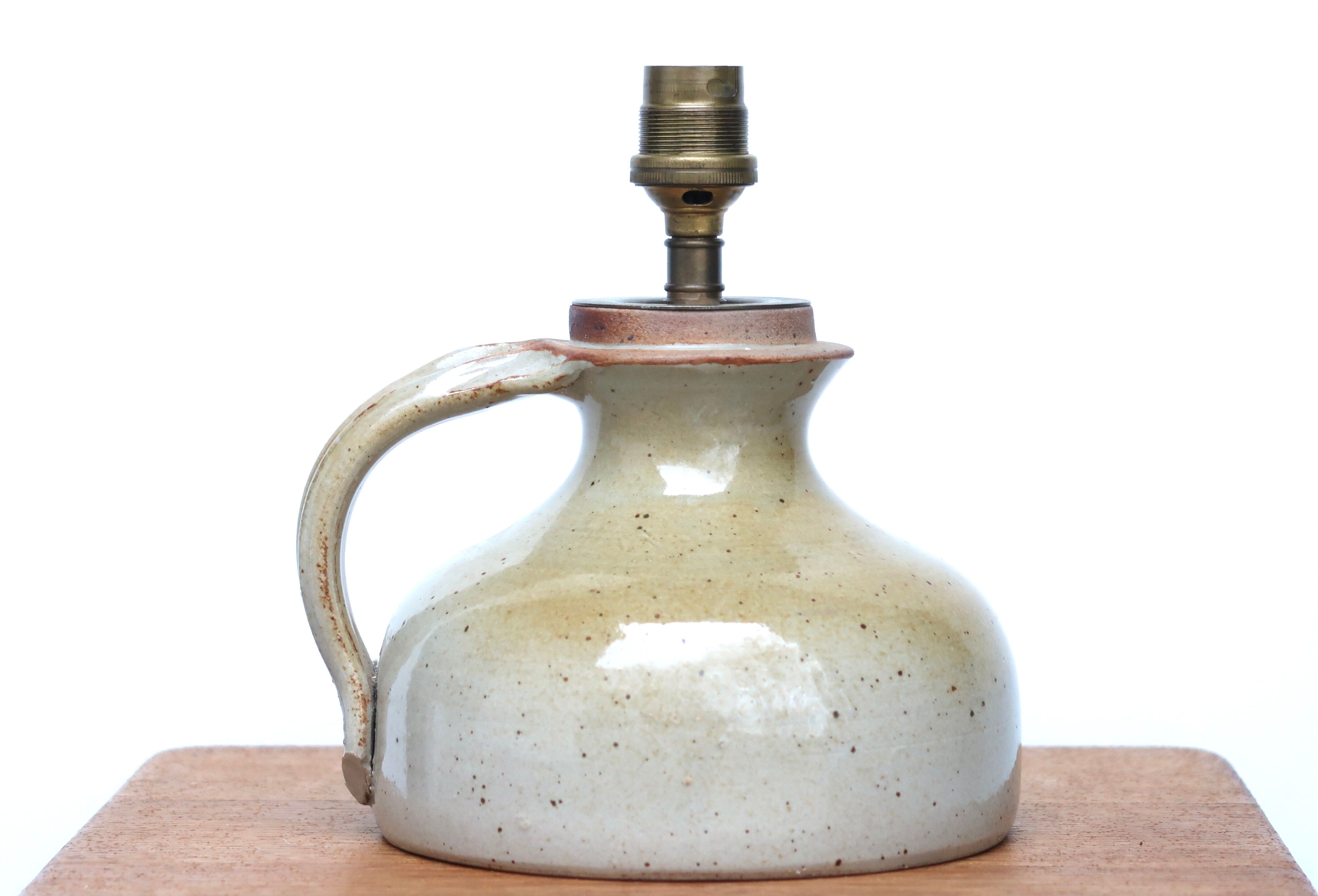 Sandstone lamp, wool lampshade, 60s