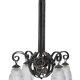 Art Deco style chandelier in molded glass and wrought iron frame