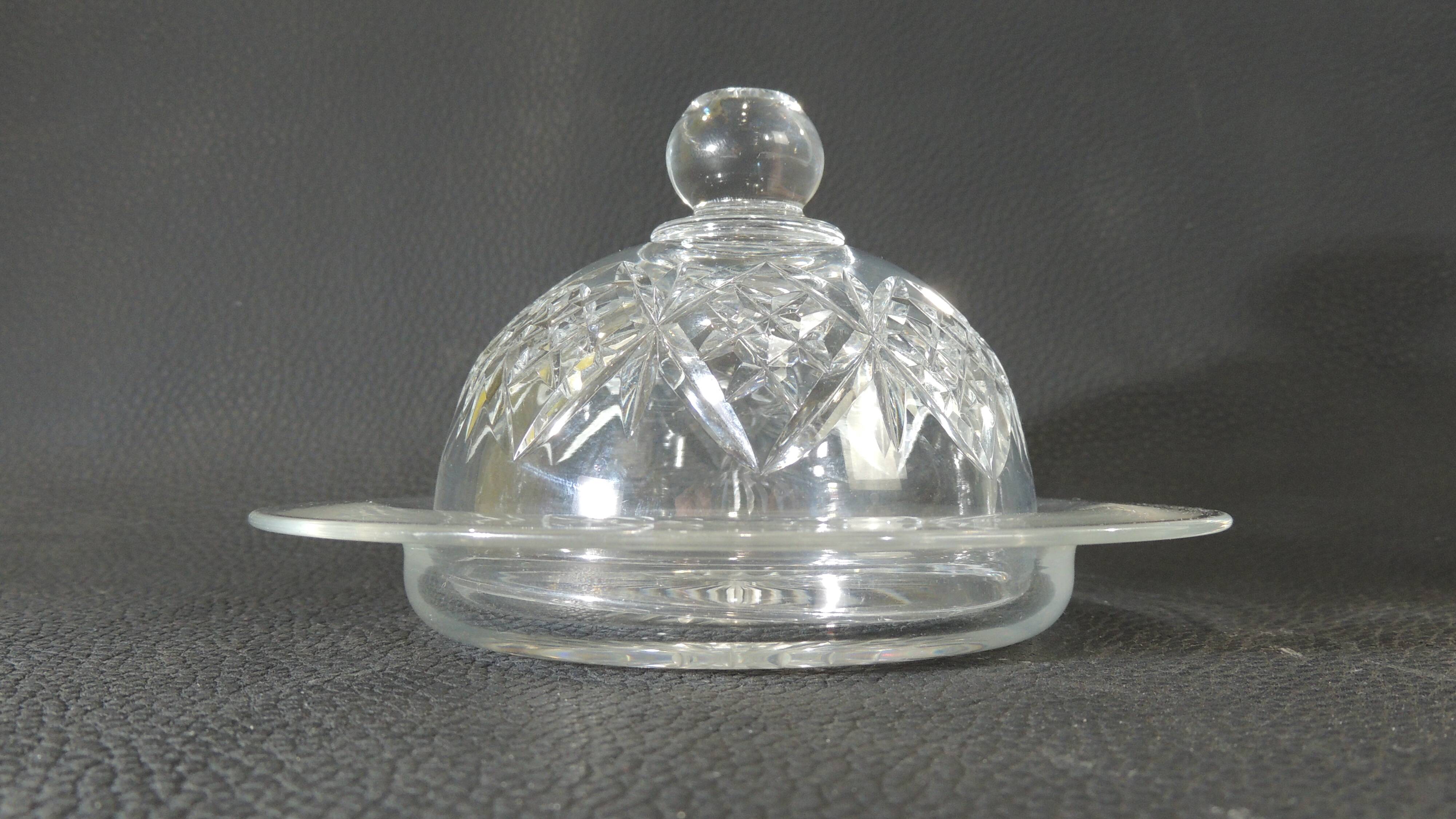 Webb Corbett crystal butter dish / vintage