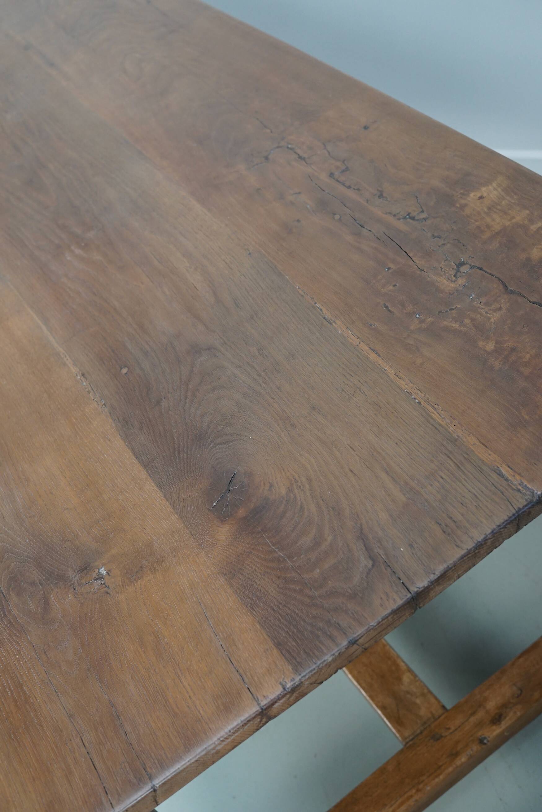 Rustic Dining Table in Oak and Elm from the Early 20th Century