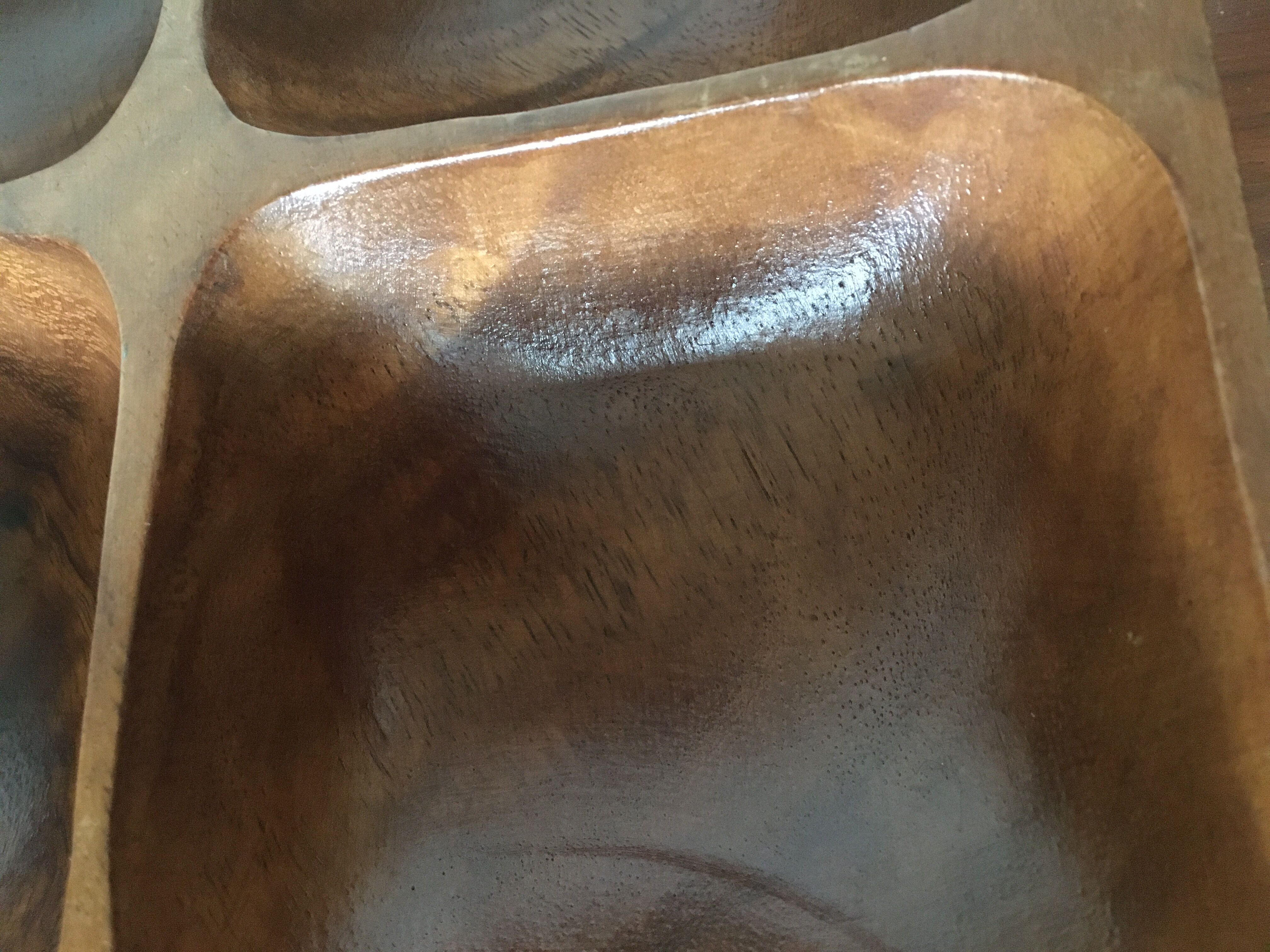 Wooden dish with compartments