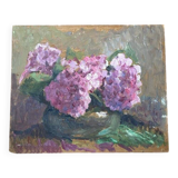 Old oil painting of hydrangeas