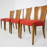 Set of four restored dining chairs model H-214 designed by Jindřich Halabala, 1950's.