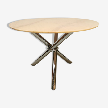 Table vintage en marbre et chrome design 1970