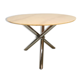 Table vintage en marbre et chrome design 1970