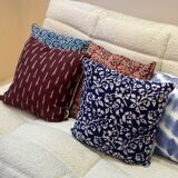 Indian blockprint cushion cover in burgundy cotton