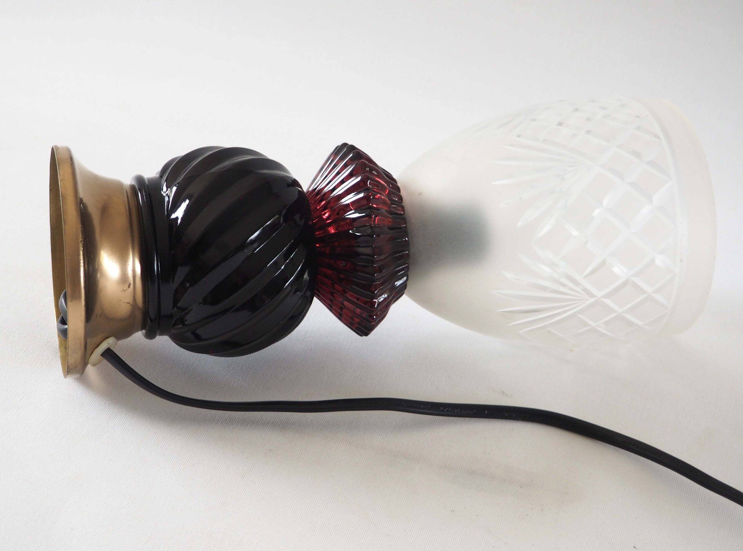 Aubergine crystal art deco lamp
