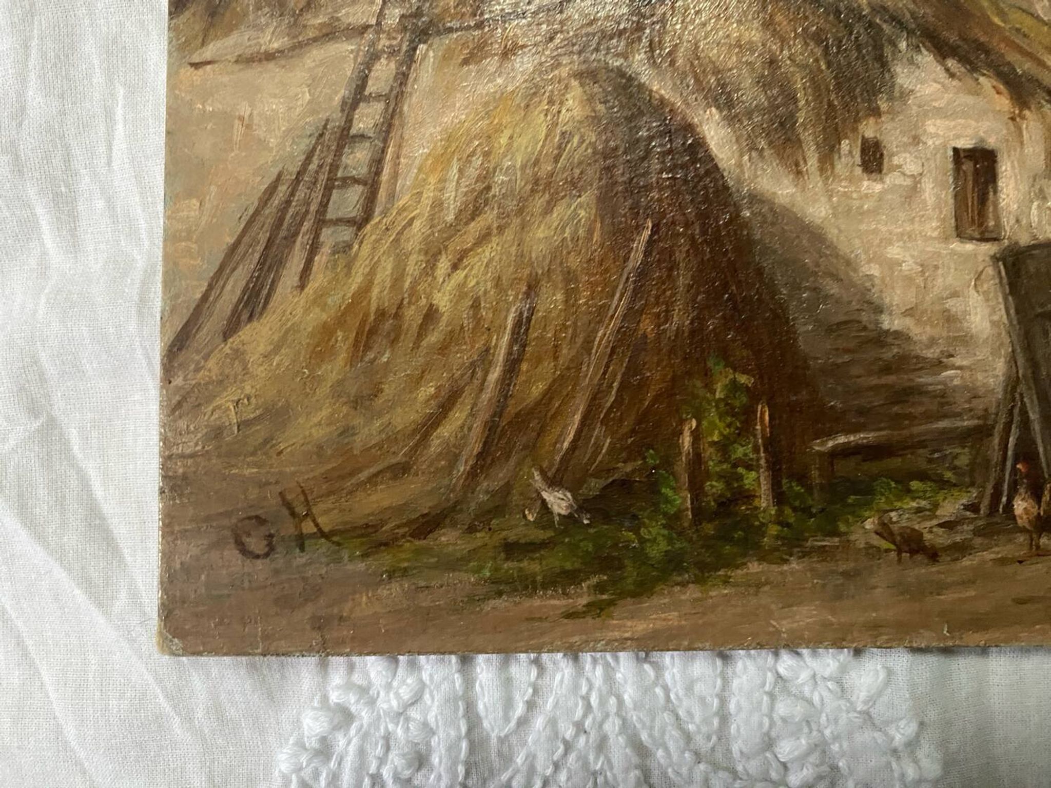 Huile sur panneau en carton ancienne