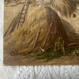 Oil on old cardboard panel