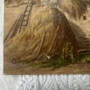 Huile sur panneau en carton ancienne