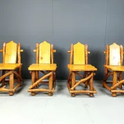 Vintage brutalist dining chairs, set of 4 - 1960s