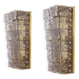 Pair of Mid-century Modern Style Italian Murano Glass and Brass Sconces
