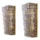 Pair of Mid-century Modern Style Italian Murano Glass and Brass Sconces