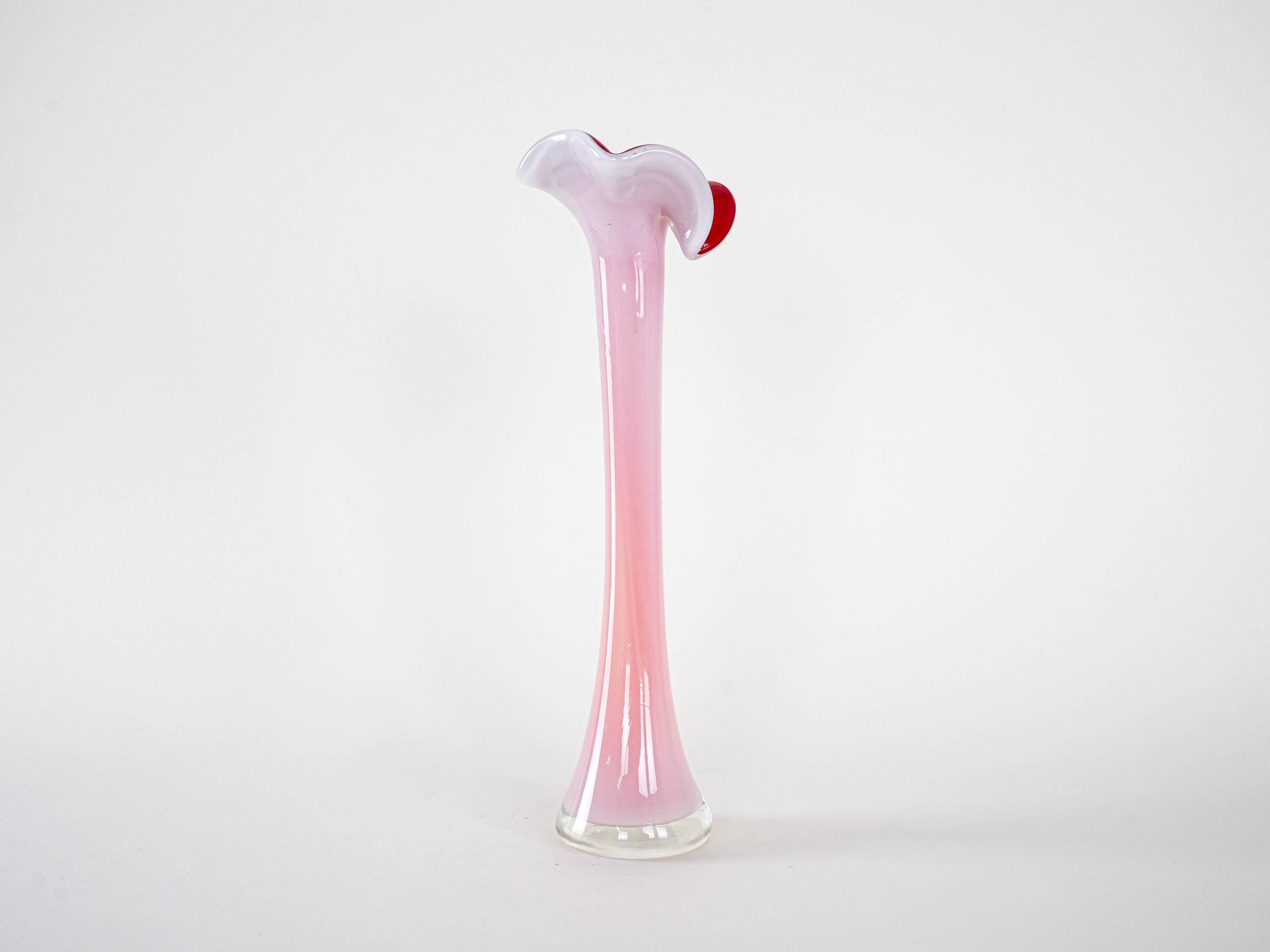 Pink vase, Murano glass, Italian design, 1970s, made in Italy