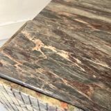 water green, beige and pink/burgundy marble drop coffee table, Roche Bobois 1970