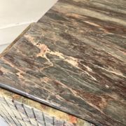 water green, beige and pink/burgundy marble drop coffee table, Roche Bobois 1970